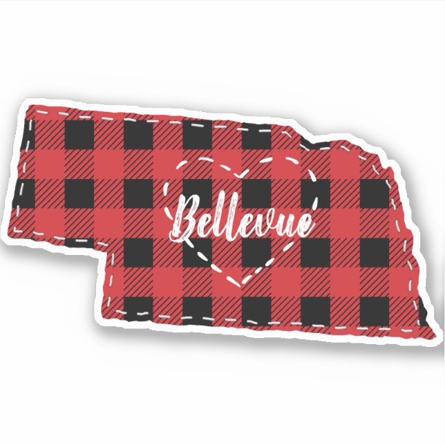 Sticker Personnalisé Nebraska Accueil Buffle d'État Plaid  (Devant)