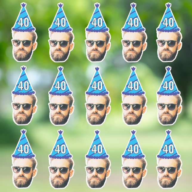 Sticker Personnalisé Visage Anniversaire Faveurs Bachelor  (Créateur téléchargé)