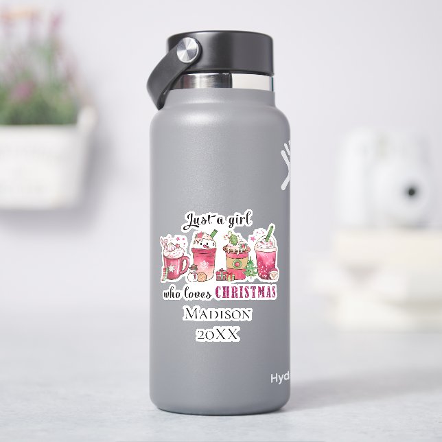 Sticker Personnalisée Juste Fille Qui aime Noël tendance (HydroFlask)