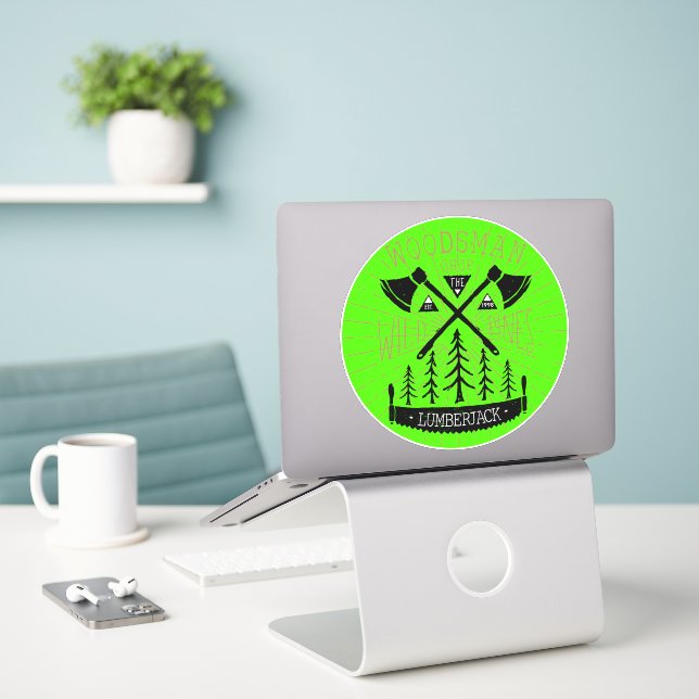 Sticker Personnaliser Bois Lumberjack Pins aux axes croisé (Ordinateur portable sur le bureau)