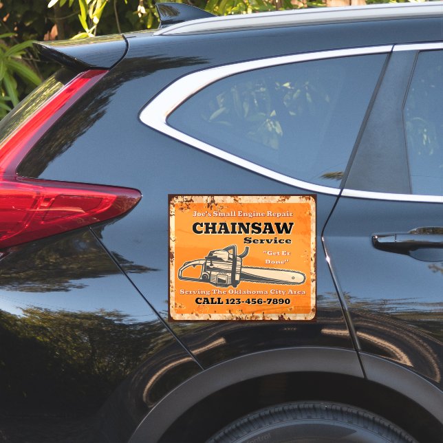 Sticker Personnaliser le service de tronçonneuse Petite ré (Coté voiture)