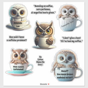Sticker Personnaliser les amateurs de café Chibi Owl