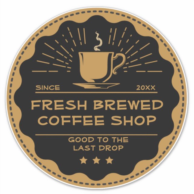 Sticker Personnaliser Rustic Coffee Shop Cup Business Fron (Devant)