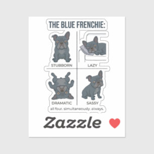 Sticker Personnalité Frenchie Bleu Drôle Chien Bouledogue 