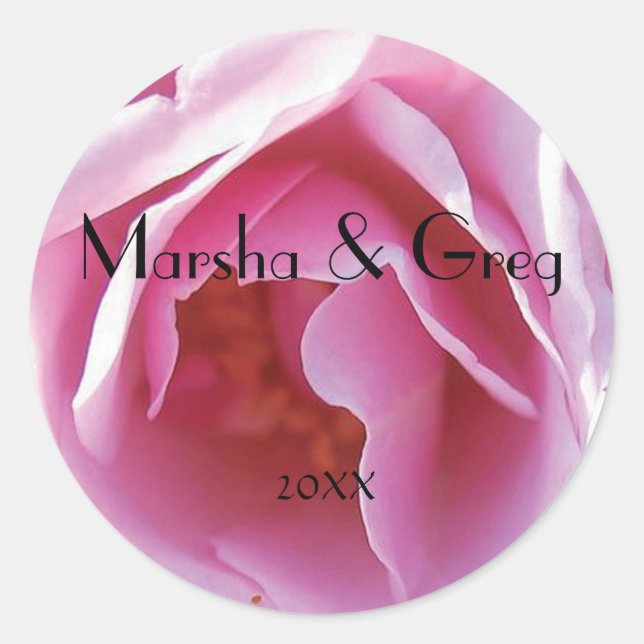 Sticker personnel Mariage rond beaucoup de rose (Devant)