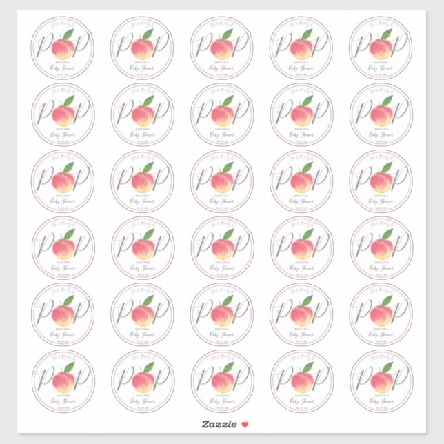 Sticker Petit Baby shower de Pêche Douce 2" rond (Feuille)