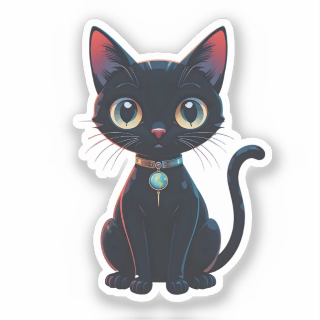 Sticker Petit Chat Noir Effrayant (Recto)