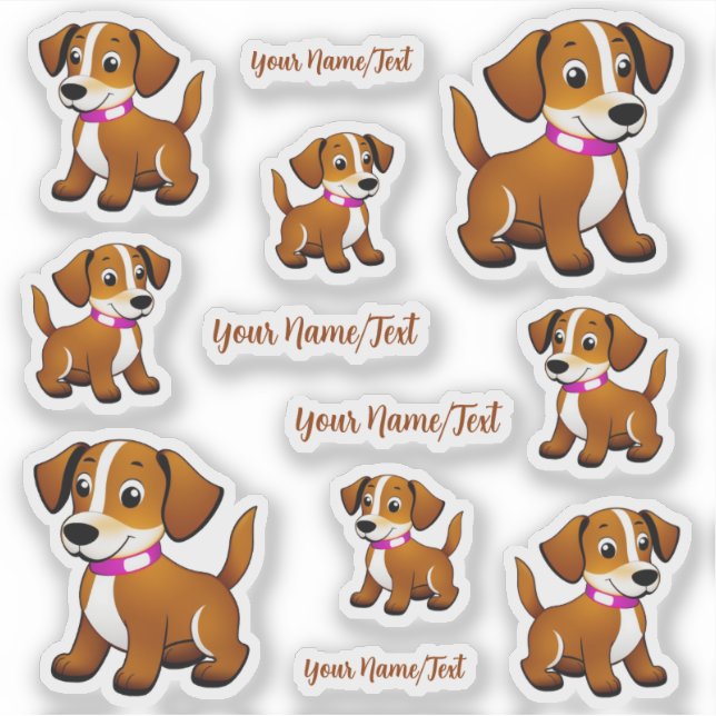 Sticker Petit chien brun, debout - (Devant)