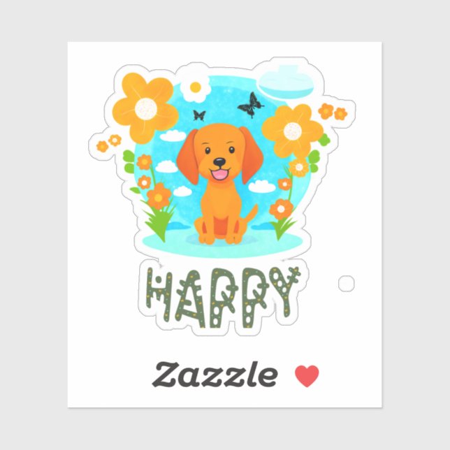 Sticker Petit chien mignon (Feuille)