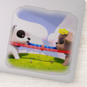 Sticker Petit chien remorqueur de guerre jouets