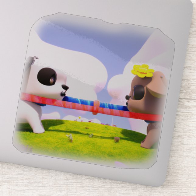 Sticker Petit chien remorqueur de guerre jouets (Détail)