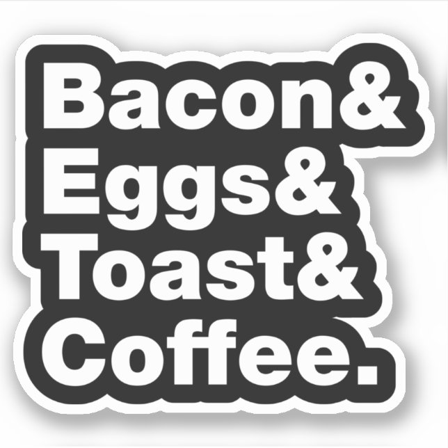 Sticker Petit-déjeuner (Bacon & oeufs & Toast & Coffee.) S (Devant)