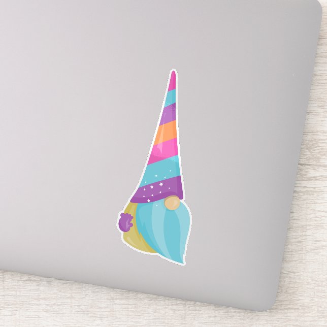 Sticker Petit Gnome, Gnome mignonne, Gnome de jardin, Casq (Détail)