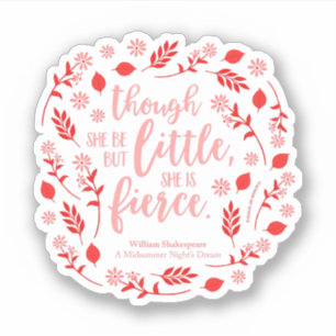 Sticker Petit Mais Fierce William Shakespeare Rouge Floral