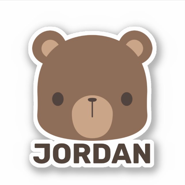 Sticker Petit ours Brown mignon avec nom personnalisé (Devant)