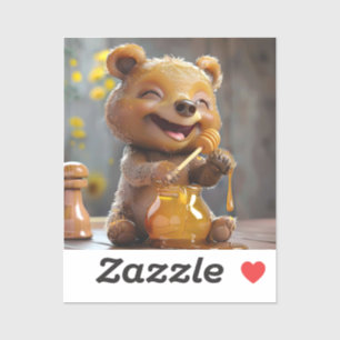Sticker Petit ours mangeant du miel