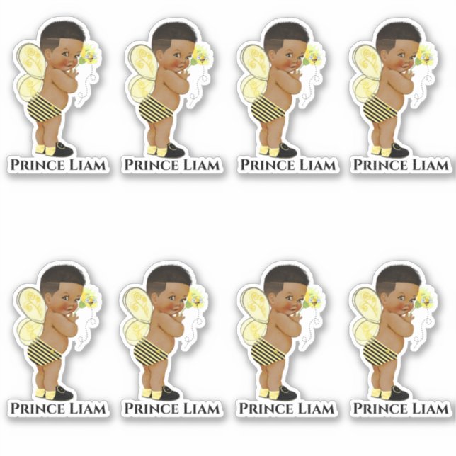 Sticker Petit Prince Bébé Garçon Abeille Noir Jaune (Devant)