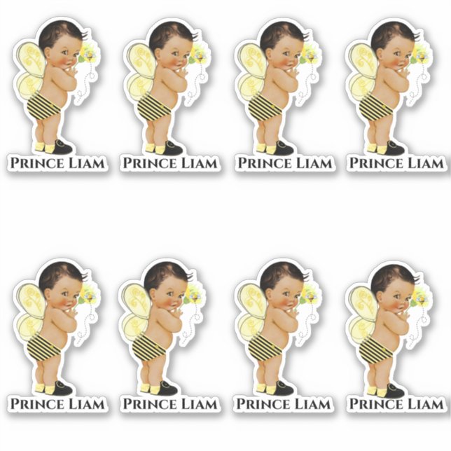 Sticker Petit Prince Bébé Garçon Abeille Noir Jaune (Devant)