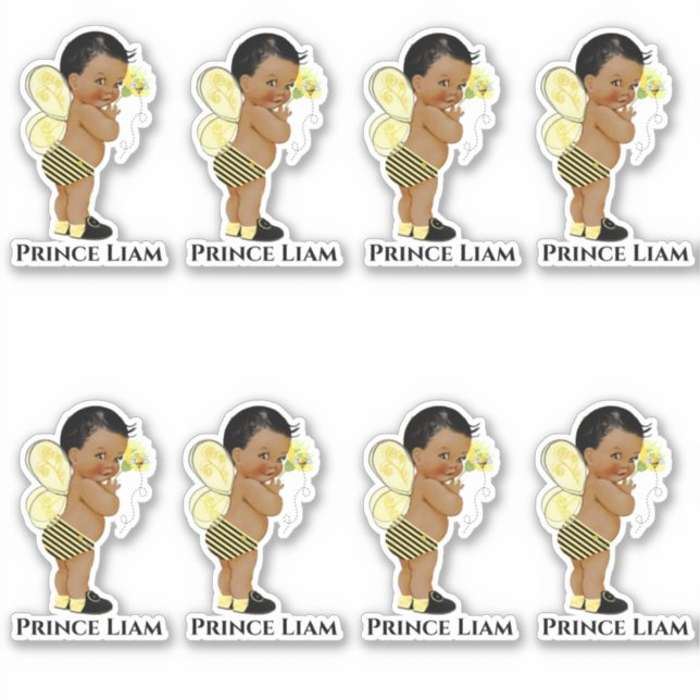 Sticker Petit Prince Bébé Garçon Abeille Noir Jaune (Devant)