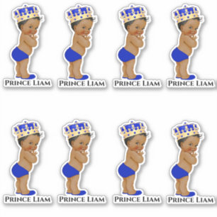 Sticker Petit Prince Bébé Garçon Couronne Royale Bleu Or