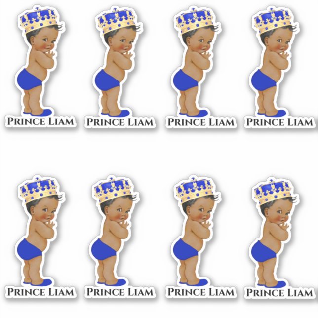 Sticker Petit Prince Bébé Garçon Royal Blue Gold Couronne (Devant)
