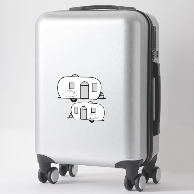 Sticker Petite caravane Gitane arrondie customisée (Sur valise)