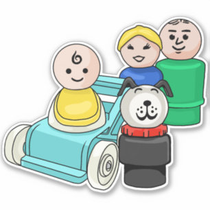 Sticker Petite famille avec poussette bébé