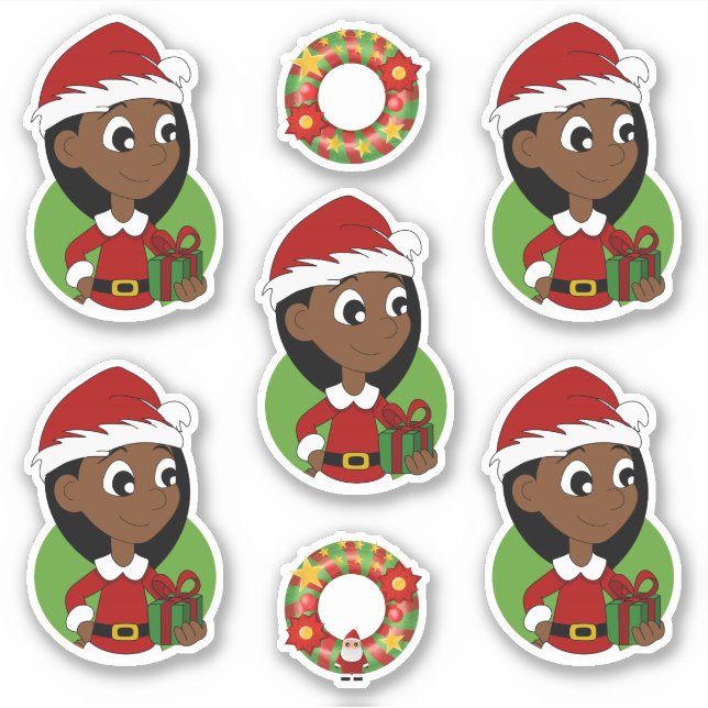 Sticker Petite fille avec cheveux noirs longs vacances des (Devant)