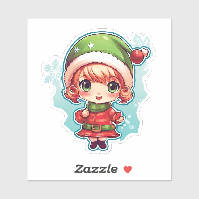 Sticker Petite fille Elf Xmas Magie (Feuille)