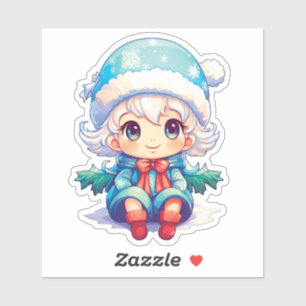 Sticker Petite fille Elf Xmas Magie