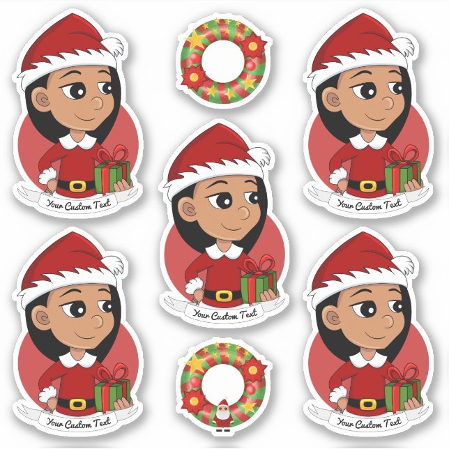 Sticker Petite fille hispanique aux cheveux noirs longs (Devant)