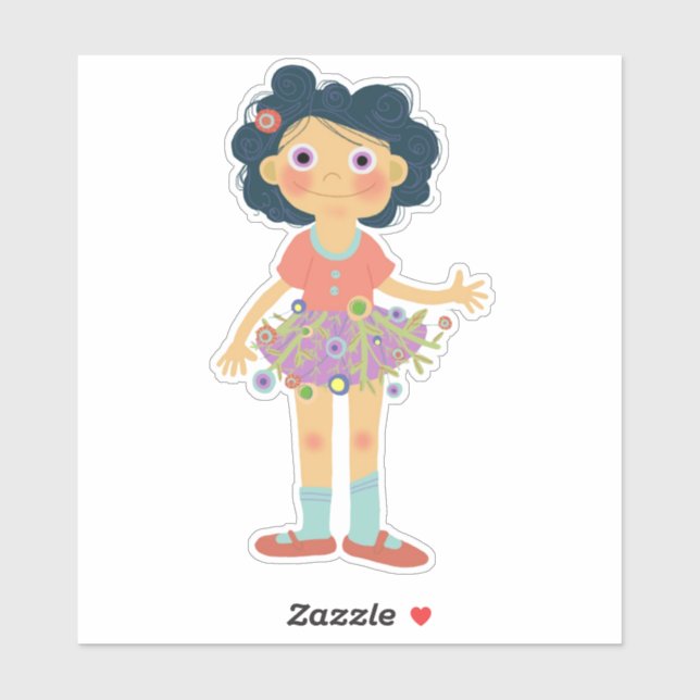 Sticker Petite fille nature (Feuille)