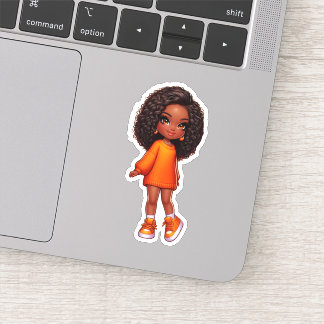 Sticker petite fille noire orange