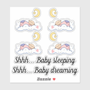 Sticker Petite fille qui dort sur un nuage