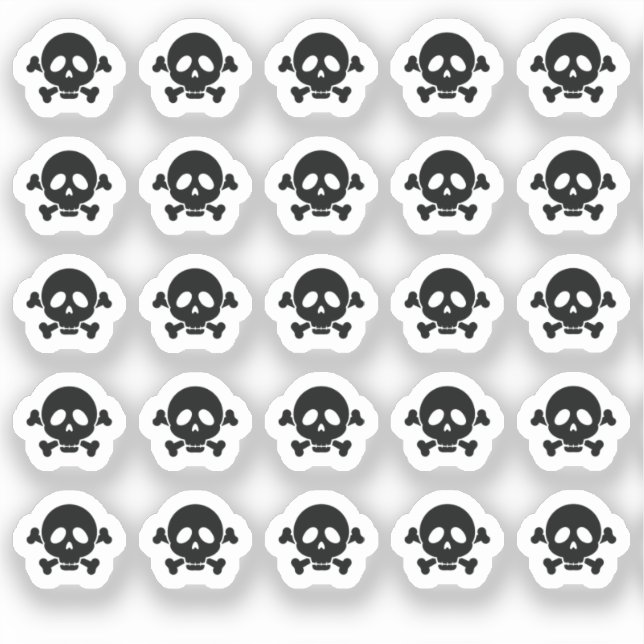 Sticker Petite silhouette de crâne et d'os croisés (Recto)