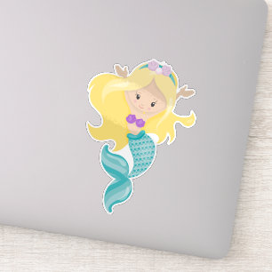 Sticker Petite Sirène, Mignonne Sirène, Cheveux Blonde, Co