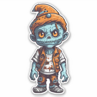 Sticker Petite zombie en tenue d'Halloween