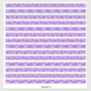 Sticker Petites Fleurs Violet Bordures Étroites