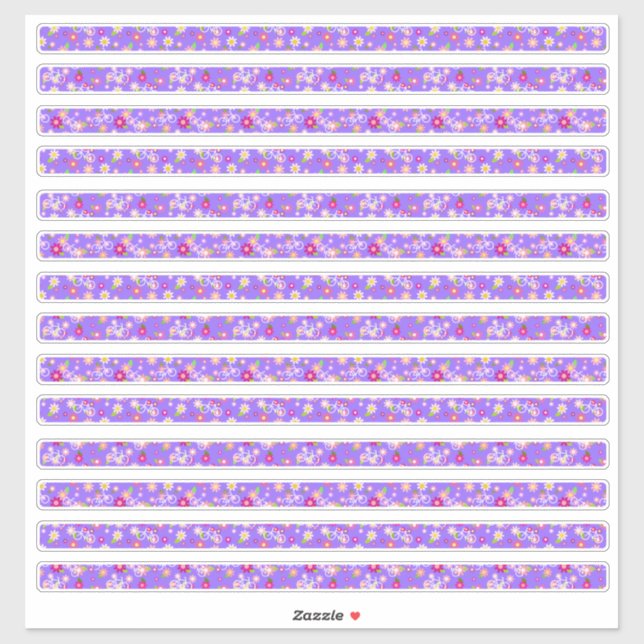 Sticker Petites Fleurs Violet Bordures Étroites (Feuille)