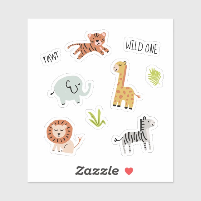 Sticker Petits animaux zoo (Feuille)