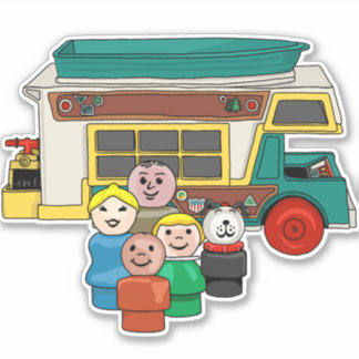 Sticker Petits Gens Camping Familial