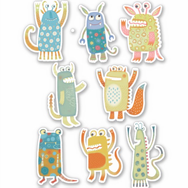 Sticker Petits monstres mignons (Devant)