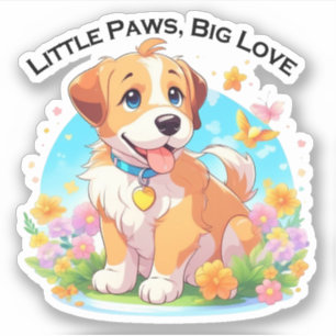 Sticker Petits Poches De Chiot Mignonne Grand Amour