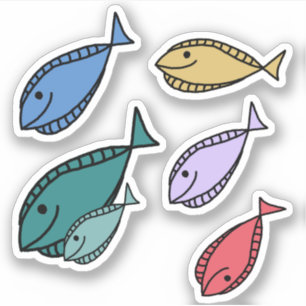 Sticker Petits poissons colorés et amusants