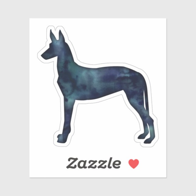 Sticker Pharaon Hound Noir Aquarelle Silhouette (Feuille)