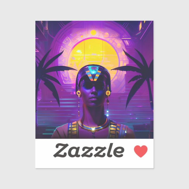 Sticker Pharaon Synthwave (Feuille)