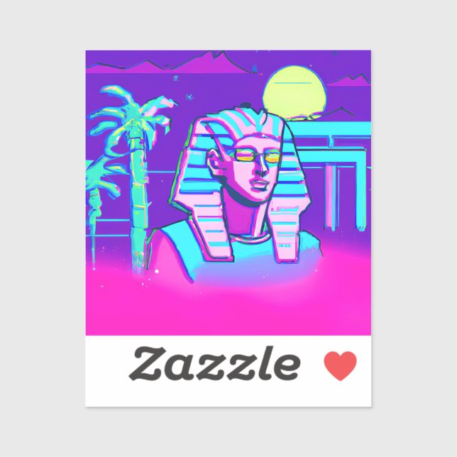 Sticker Pharaon Synthwave (Feuille)