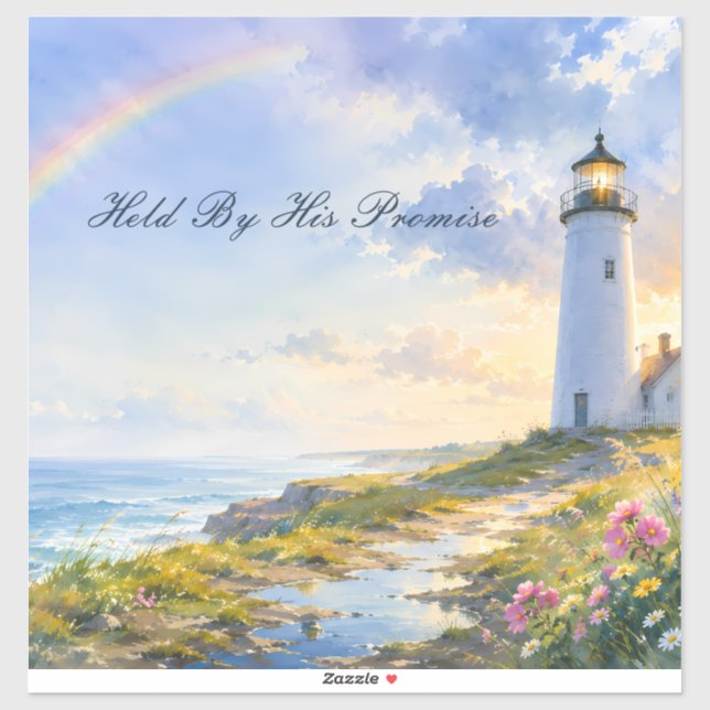 Sticker Phare Arc-en-Ciel Aquarelle Côtière (Feuille)