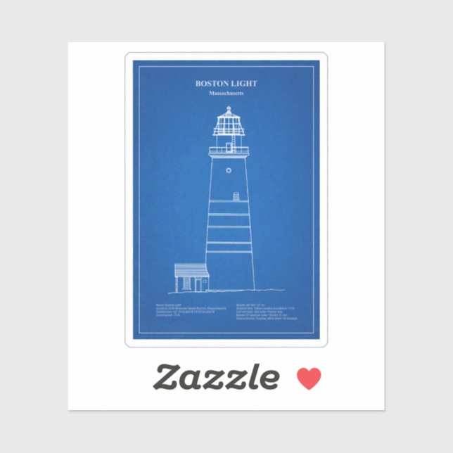 Sticker Phare de Boston - Massachusetts - AD (Feuille)