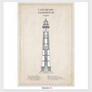 Sticker Phare de Cape Henry - Virginie - SBD
